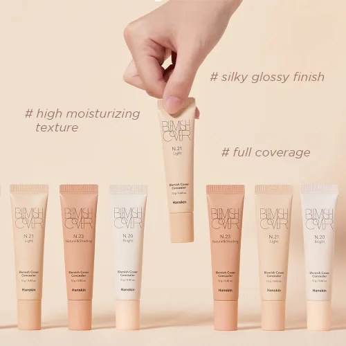 Vista 4 de Hanskin Corrector de cobertura completa de imperfecciones, iluminador debajo de los ojos, oculta e ilumina las ojeras, fórmula cremosa semimate