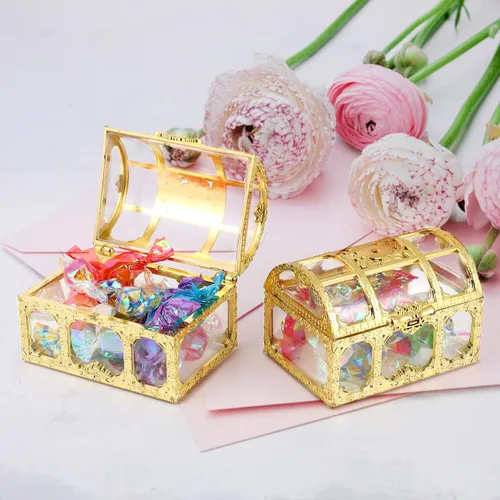 Vista 8 de Amosfun 10 cajas de dulces pequeñas mini cofre del tesoro vintage, cajas de recuerdos de boda, aniversario, cumpleaños, fiesta, suministros de 1.97