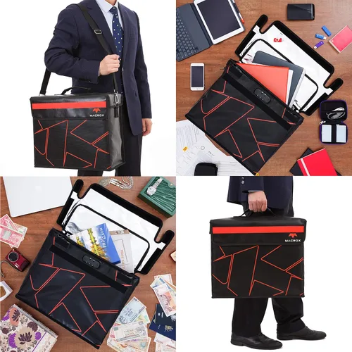 Vista 9 de Bolsa de documentos ignífuga e impermeable con cerradura, aislamiento de 6200℉, diseño patentado de solapa cerrada, caja de almacenamiento