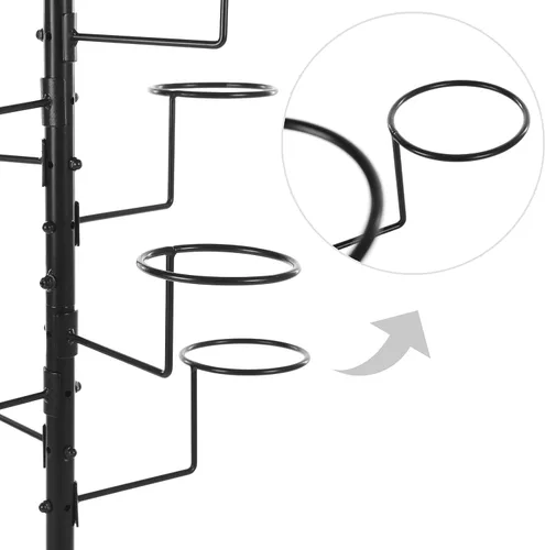 Vista 4 de MyGift Soporte grande de pie para sombreros, soporte organizador de gorra de béisbol, exhibición de peluca al por menor con 20 ganchos circulares