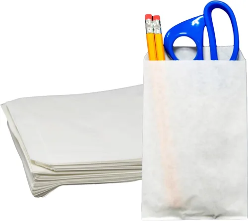 Vista 14 de Novel Box - Paquete de 100 bolsas planas de mercancía con estampado de cheurón azul de 4 x 6 pulgadas, elegante bolsa para regalos de cumpleaños