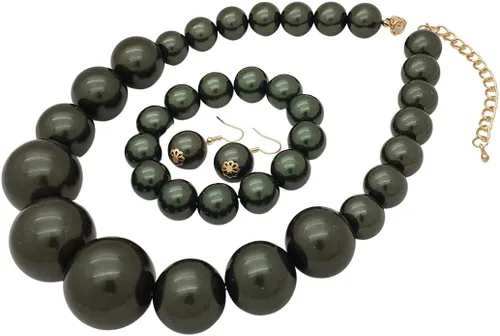 Vista 2 de Juego de collar grueso y grande de perlas simuladas para mujer