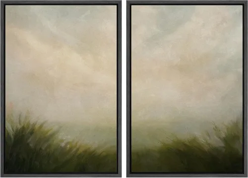 Vista 28 de IDEA4WALL Lienzo Enmarcado Impreso Arte de Pared Set Paisaje de Hojas de Palma de Selva de Mediados de Siglo Naturaleza Silvestre Ilustraciones Arte