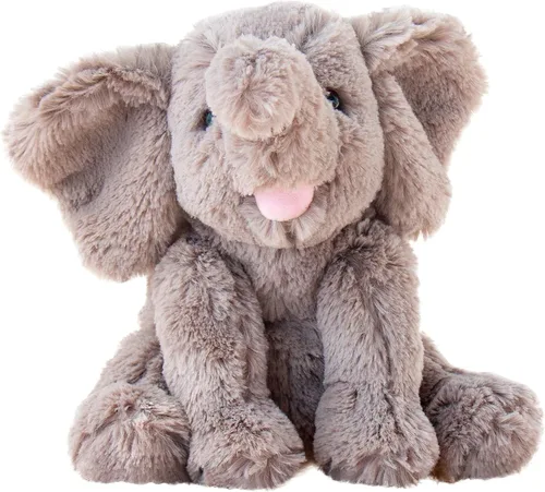 Vista 6 de Hopearl Adorable juguete de elefante de ternero de peluche con babero de punto colorido, elefante flexible, ultrasuave, regalo de cumpleaños