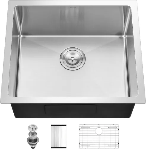 Vista 11 de Fregadero de Bar - PEPO Fregadero de Cocina Bajo Encimera de 13 x 15 Pulgadas, Fregadero de Cocina Pequeño de Una Sola Cubeta de Acero Inoxidable