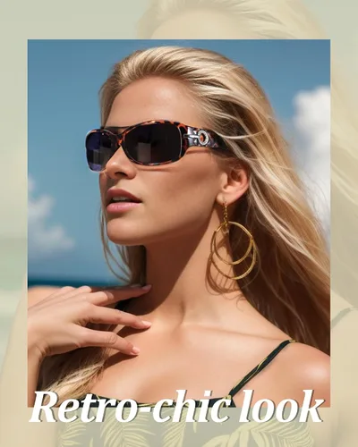 Vista 2 de FIMILU Gafas de sol polarizadas de moda para mujer, con diamantes de imitación, protección UV para exteriores