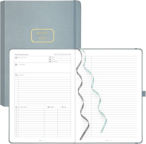 Vista 11 de EMSHOI Cuaderno de Reuniones para Trabajo con Pestañas Adhesivas - 240 Páginas, Planificador de Proyectos Tamaño A4, Organizador de Agenda/Actas