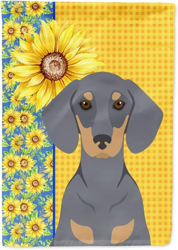 Vista 294 de Caroline's Treasures WDK5313GF Bandera de jardín con diseño de girasoles de verano, color negro y tostado, Airedale Terrier para buzón, bandera