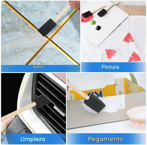Vista 6 de 40 pinceles de espuma, pinceles de pintura de espuma de 1 pulgada, cepillo de esponja de mango de madera, pinceles para pintar para manchas