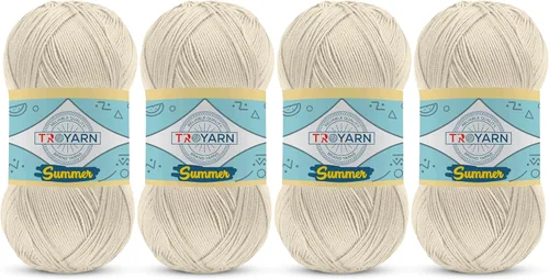 Vista 9 de 105001 - Hilo para tejer y ganchillo crema, 2 madejas (2 x 383 yardas), 100% microfibra acrílica