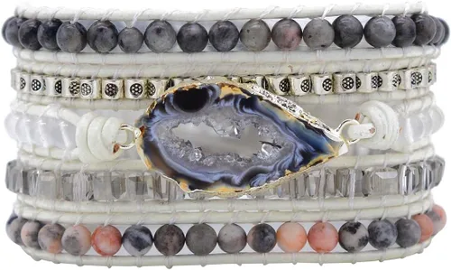 Vista 7 de ZOSOJONA - Pulseras bohemias hechas a mano de piedra natural, que dan vuelta, con cuentas de cristal de turquesa