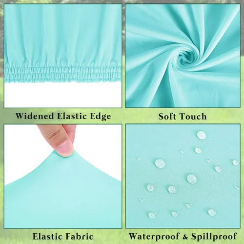 Vista 4 de Pack de 6 manteles de picnic elásticos ajustados para mesas rectangulares de 6 pies, impermeables, lavables, de spandex para patio, plegables