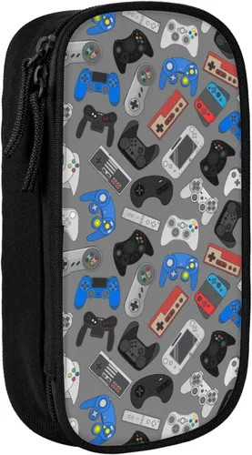 Vista 2 de Perinsto Estuche para lápices de fondo para controlador de videojuegos, gran capacidad, con múltiples compartimentos, estuche para lápices