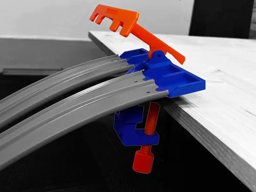 Vista 7 de Garra de Pista de Camiones Monstruo con Puerta de Arranque de 4 Carriles (Pista NO Incluida) Compatible con Pista de Hot Wheels (Azul/Naranja)
