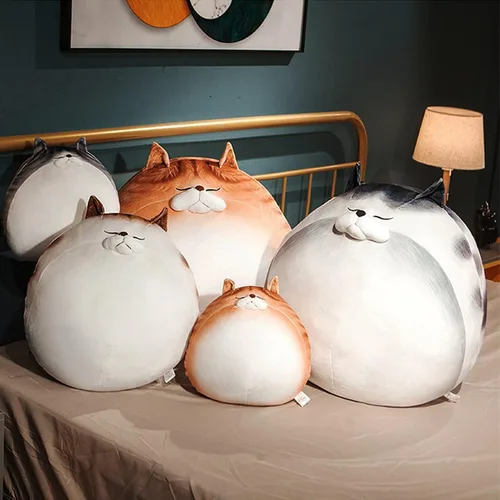 Vista 6 de ARELUX Almohada de felpa de gato gordito de 11.8 pulgadas de alto, lindo gatito gordo de peluche, adorable almohada para abrazar, peluche de anime