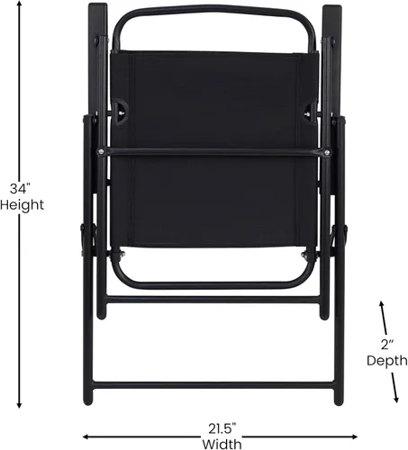 Vista 9 de Flash Furniture Mystic - Sillas plegables para patio, sillas de césped de textileno para exteriores con reposabrazos, juego de 2, color negro
