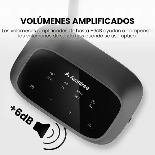 Vista 7 de Avantree Oasis Plus 2 - Transmisor de TV Bluetooth con control remoto de volumen Conecte dos auriculares, aptX Adaptive, Soundbar Passthrough