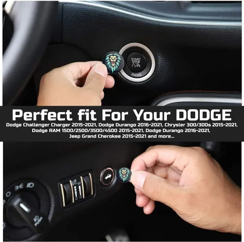 Vista 3 de TOOLEPIC - Cubierta de botón de arranque para Dodge Challenger Charger Durango, accesorios 2015-2025 - Kit de interruptor de encendido de parada