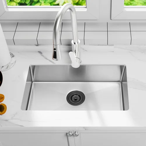 Vista 7 de LQS Conjunto de drenaje para fregadero de cocina, colador de fregadero de cocina con cesta de basura extraíble profunda, colador de cesta de Negro