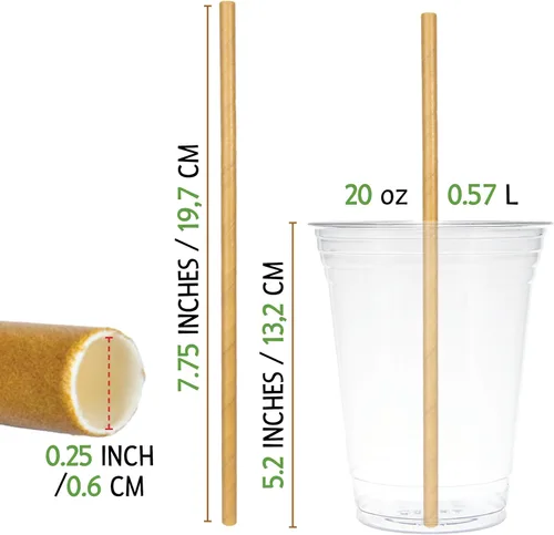 Vista 6 de Friendly Straw Paquete de 300 pajitas de papel kraft biodegradables, pajitas de papel para beber de 7.75 x 0.25 pulgadas, pajitas de papel marrón a