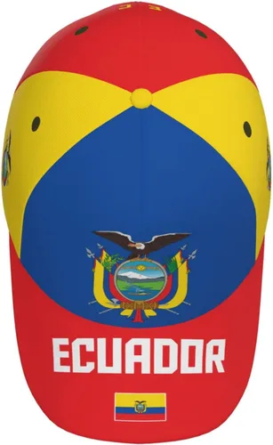 Vista 3 de Gorra de béisbol ecuatoriana con la bandera de Ecuador con impresión completa 3D para adultos, unisex, ajustable, gorra patriótica de fútbol, bandera