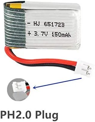Vista 2 de Batería Lipo de 3.7V 150mAh para JJRC H36 Eachine E010 E011 GoolRC T36 RC Quadcopter 5 Pack con cargador de batería 5 en 1