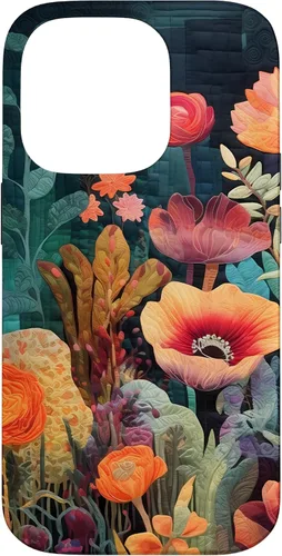 Vista 17 de iPhone 16 Flores coloridas en funda de edredón óptica, flores