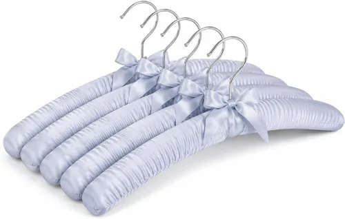 Vista 12 de Paquete de 10 perchas acolchadas de satén para ropa de mujer, perchas antideslizantes de tela de esponja para ropa, percheros para suéter, abrigo