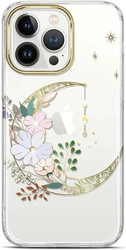 Vista 8 de Funda transparente compatible con iPhone 12 Pro iPhone 12 con purpurina y diseño de flores protectoras, a prueba de golpes, delgada, de poliuretano