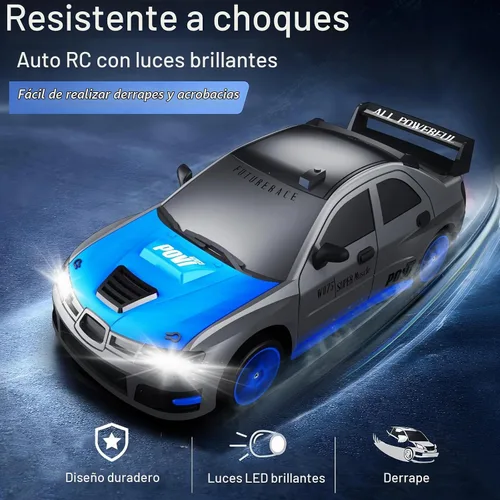 Vista 5 de Auto de control remoto RC Drift Car 2.4GHz Escala 1:24 4WD 15KM/H Modelo de vehículo de alta velocidad con luces LED Neumático de Derrape Coche