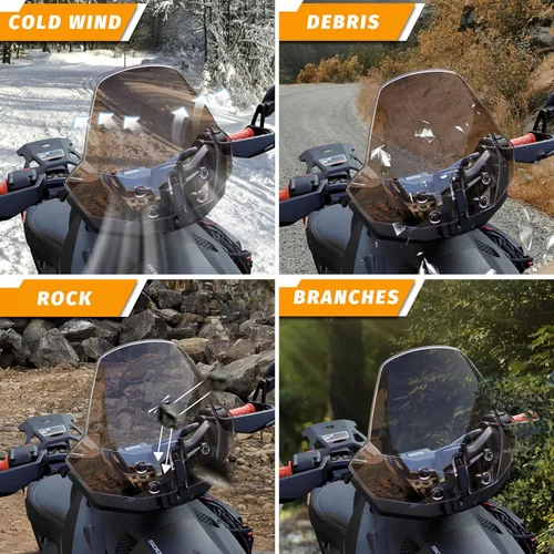 Vista 5 de Parabrisas ajustable para todos los modelos Can-Am Ryker, frontal oscuro tintado, a prueba de polvo, duradero, con revestimiento duro, protector