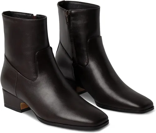 Vista 8 de Women's Ankle Boots Square Toe Low Chunky Block Heel Booties Comfortable Short Boots Side Zipper Booties Shoes