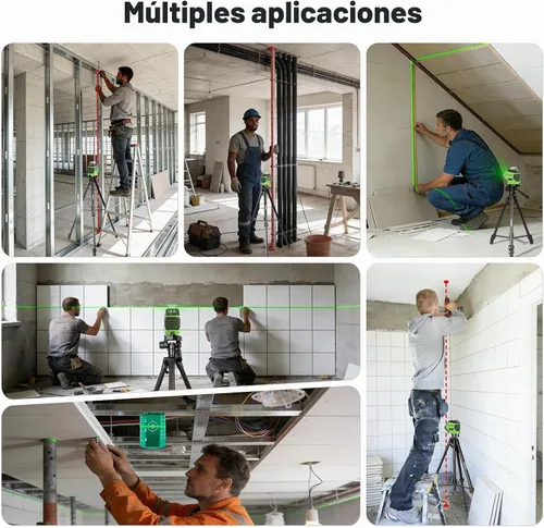 Vista 6 de Nivel láser con trípode de 60 pulgadas, nivel láser autonivelante Huepar con 2 puntos de plomada, herramienta niveladora láser de línea cruzada
