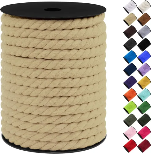 Vista 42 de Cordón de macramé de algodón, 0.315 in x 131 pies, hilo grueso para manualidades, cuerda trenzada de 3 hebras para colgar en la pared, ganchos