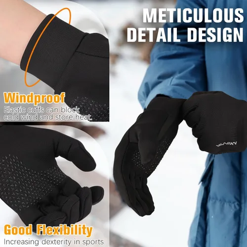 Vista 3 de Guantes de invierno para hombres y mujeres resistentes al viento, ligeros, antideslizantes, pantalla táctil, guantes deportivos para correr