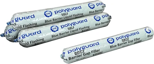 Vista 10 de POLYGUARD Blue Barrier Liquid Flashing Paquete de 12 tubos de salchicha de 20 onzas. Sistema de barrera de aire resistente a la intemperie alrededor