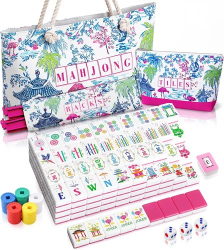 Vista 14 de Ceenna American Mahjong Set Completo 160 Piezas, Espalda Verde