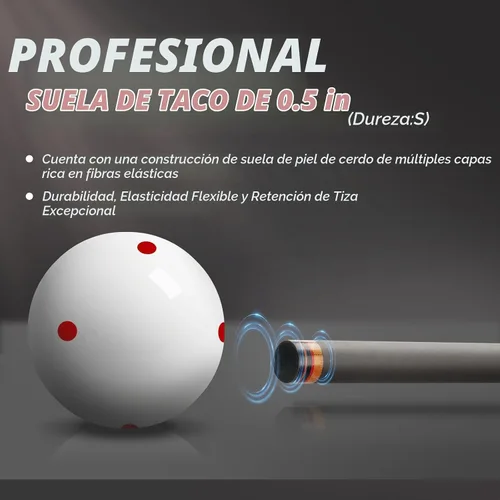 Vista 6 de Taco de piscina de fibra de carbono, palos de piscina profesionales de baja desviación para adultos, taco de billar con eje de carbono premium