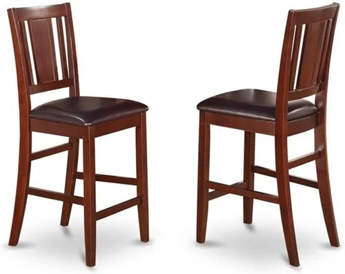 Vista 4 de East West Furniture EDBU3-MAH-LC - Juego de mesa de comedor de 3 piezas, altura de mostrador, 30 x 30, caoba