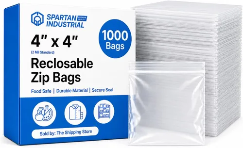 Vista 9 de Spartan Industrial - Bolsas de polietileno de plástico transparente con cierre de 3 x 6 pulgadas (1000 unidades) de 2 mil con cierre resellable