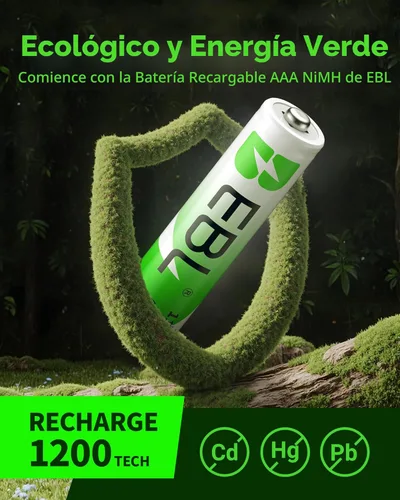 Vista 8 de EBL Baterías recargables AAA, 8 unidades, Ni-MH 1100mAh 1.2V Triple A baterías para controles remotos dispositivos electrónicos domésticos