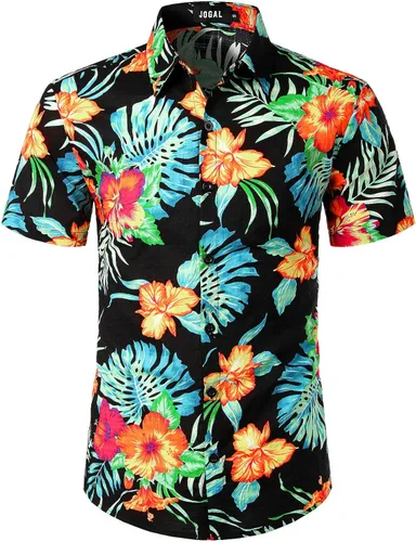 Vista 3 de Jogal - Camisa hawaiana de manga corta con botones para hombre