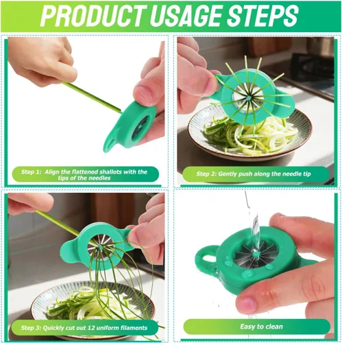 Vista 3 de OSALADI Trituradora de cebolla verde Trituradora de cebolleta verde Cutte de cebolla verde con diseño de 12 cuchillas de acero inoxidable Cortador