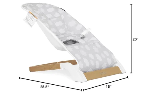 Vista 8 de Evolur Koko - Bouncer portátil para bebés en color gris nube, tela transpirable, funda de asiento extraíble, fácil de limpiar para bebé