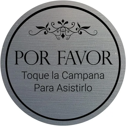 Vista 11 de Signs ByLITA Circle Por Favor Toque la Campana Para Asistirlo Signo (Negro) - Pequeño
