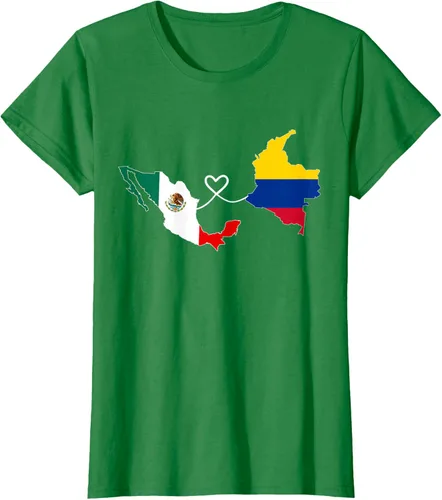 Vista 39 de Camiseta Half Colombian Half Mexican Flag Map DNA Mexico Colombia