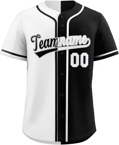 Vista 10 de Camiseta de béisbol dividida personalizada con botones y número de nombre cosido personalizado para hombres/mujeres/niños