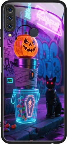 Vista 13 de DINGK Funda compatible con Huawei P30 Lite de vidrio templado transparente + funda de TPU antiarañazos a prueba de golpes, carcasa protectora