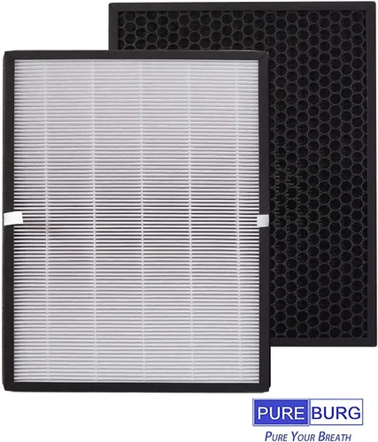 Vista 2 de PUREBURG Filtro de repuesto compatible con purificadores de aire TaoTronics TT-AP003 y VIVOSUN, H13 True HEPA y filtración multicapa de carbón