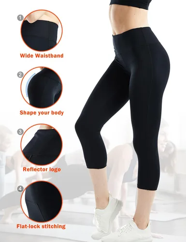 Vista 4 de COOLOMG Leggings de yoga para mujer, mallas para correr, leggings de tiro bajo, para entrenamiento, gimnasio, con bolsillos ocultos